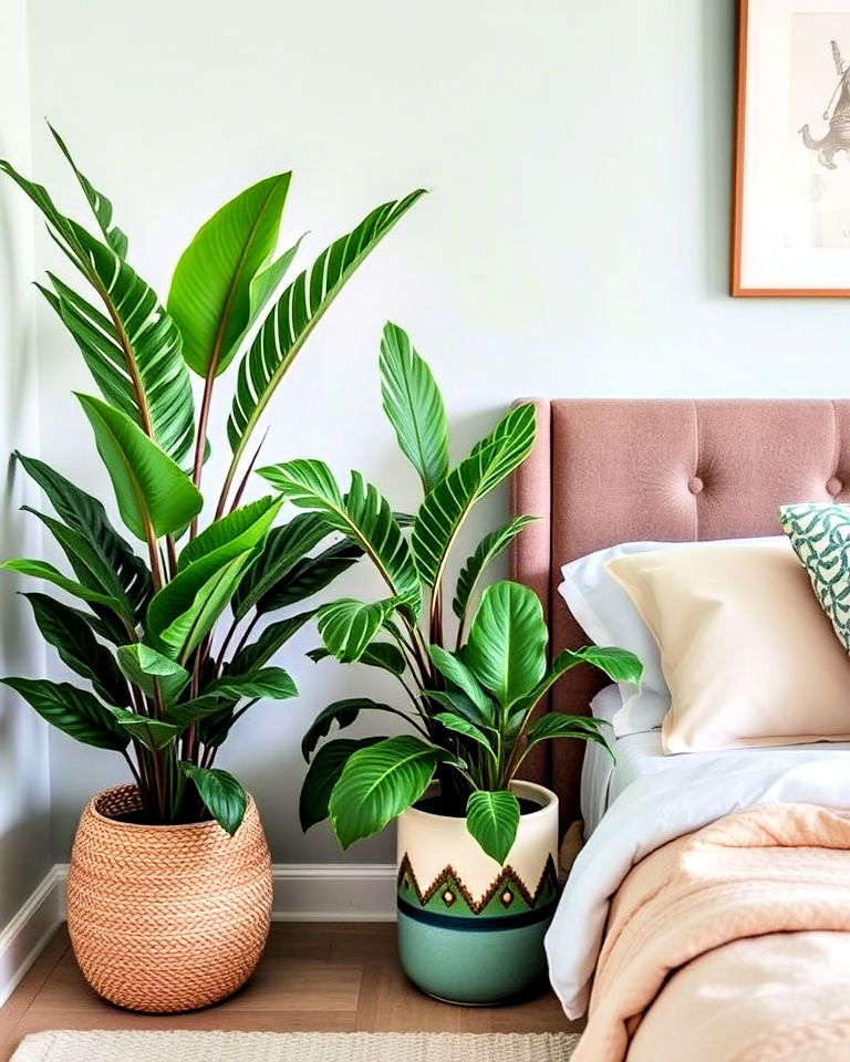 tropical plant decor for bedroom