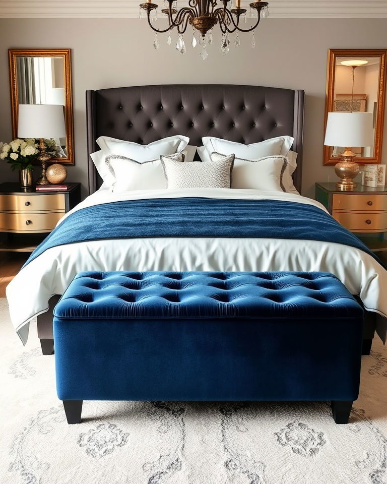 tufted ottoman for a glam touch