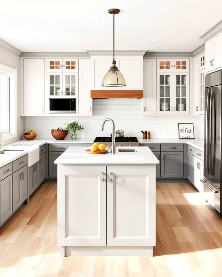 two tone kitchen cabinets for contrast