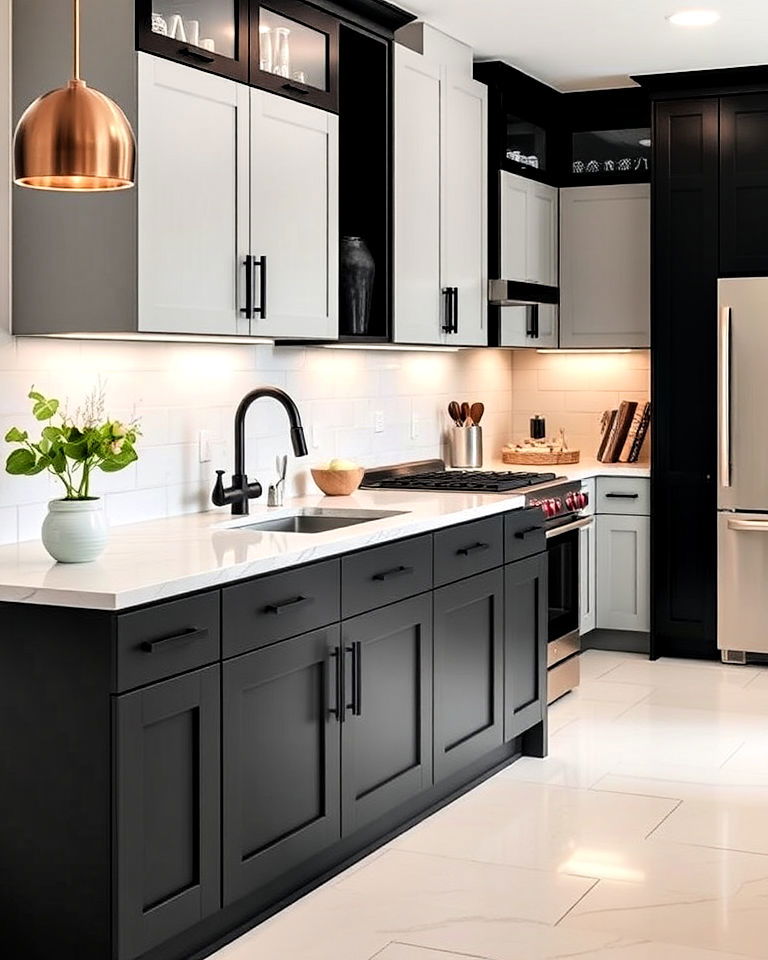 two tone kitchen cabinets for depth