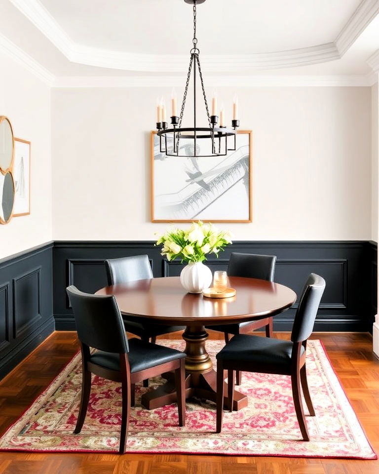 two toned modern dining room wainscoting