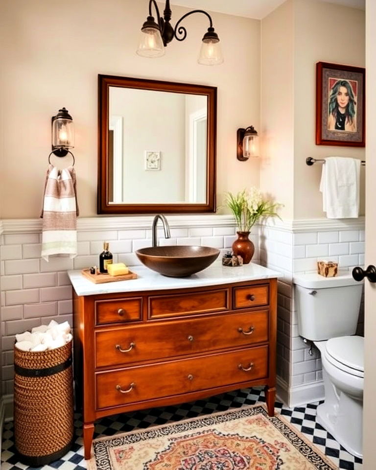 unconventional vanity designs for eclectic bathroom