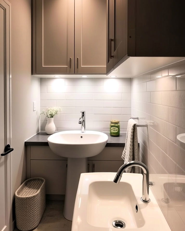under cabinet lighting for a subtle bathroom glow