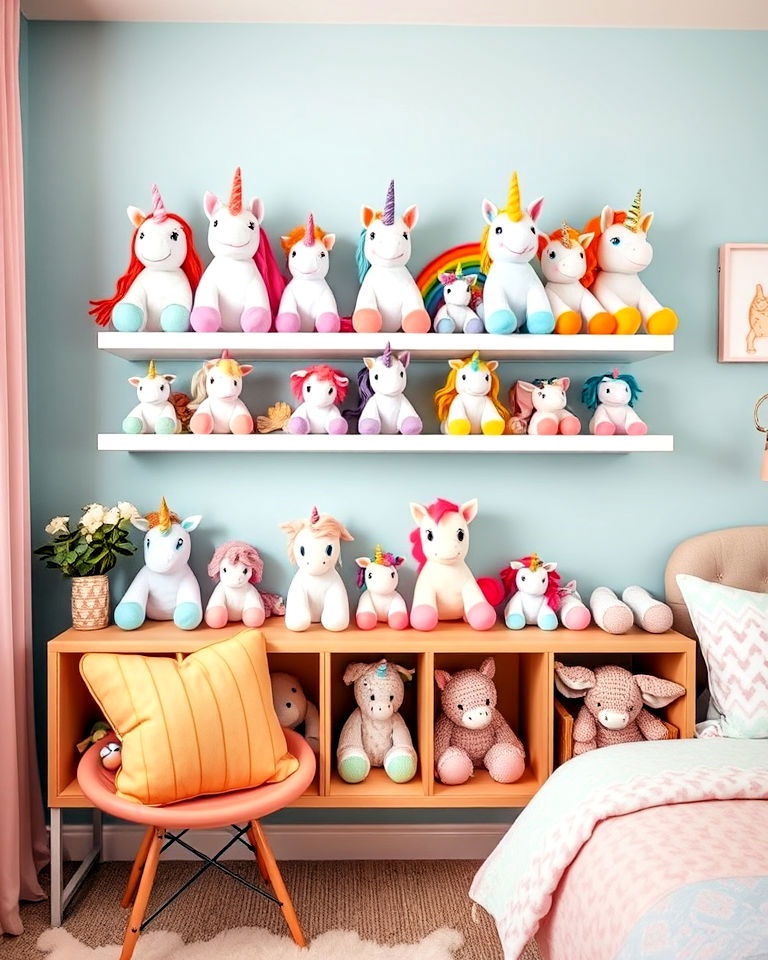 unicorn plush toy display