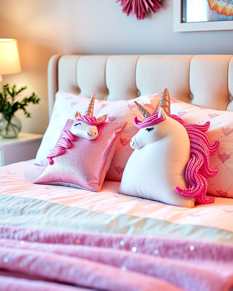 unicorn themed accent pillows