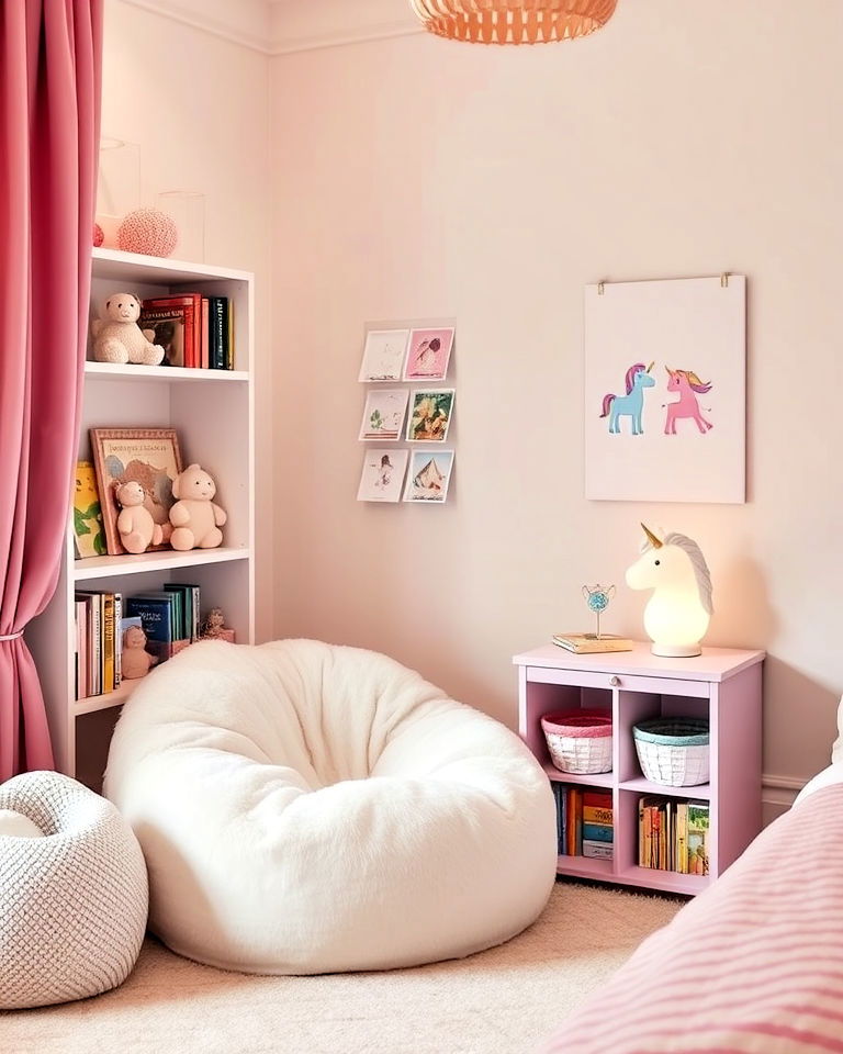 unicorn themed reading corner