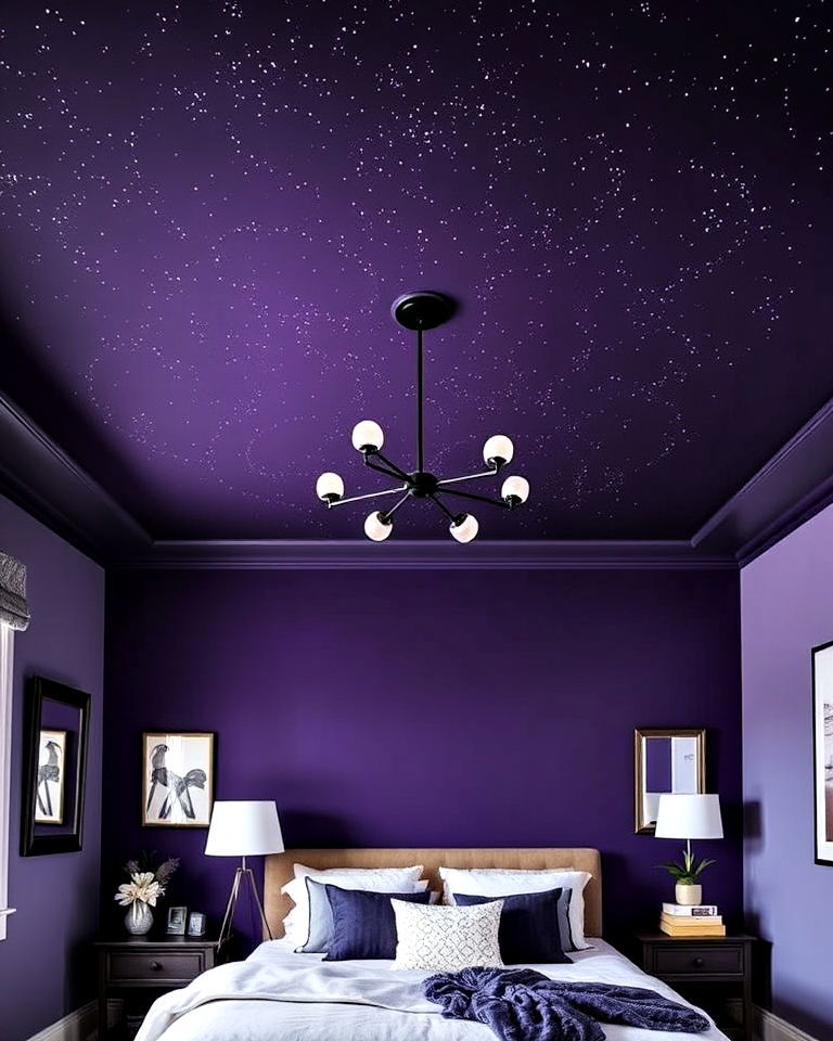 unique dark purple ceiling