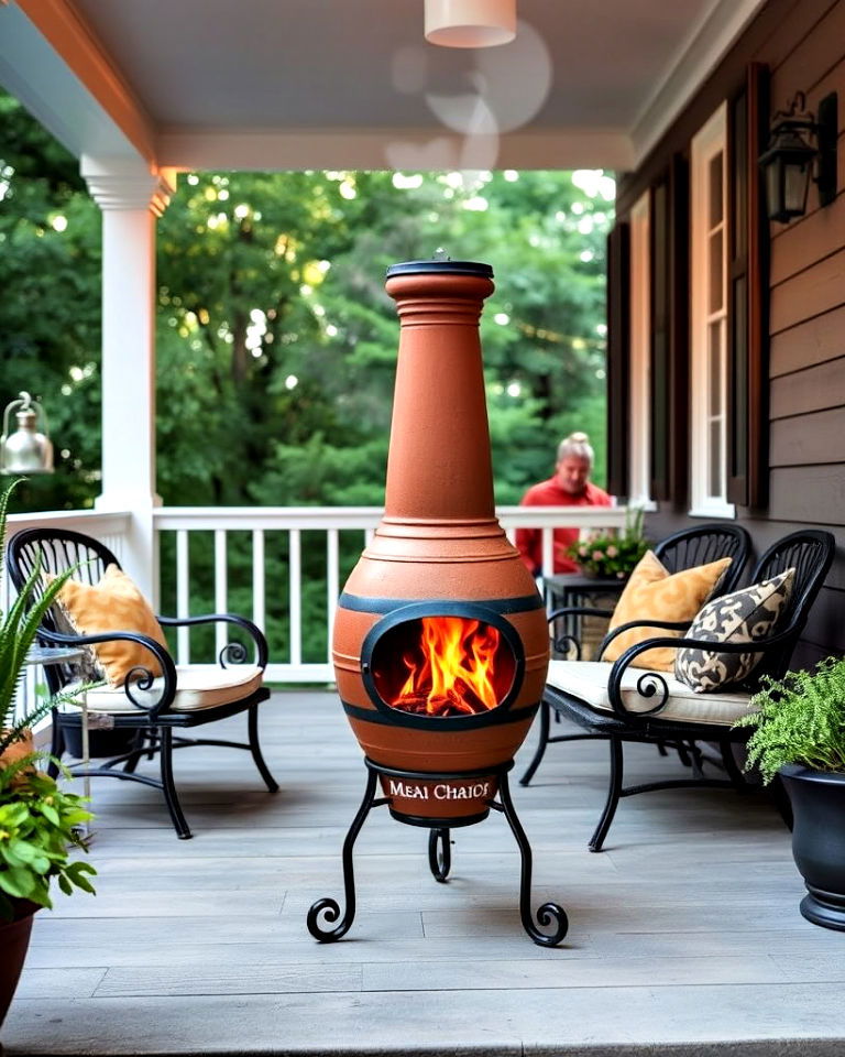 unique freestanding chiminea for your porch