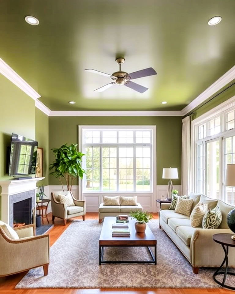 unique olive green ceiling