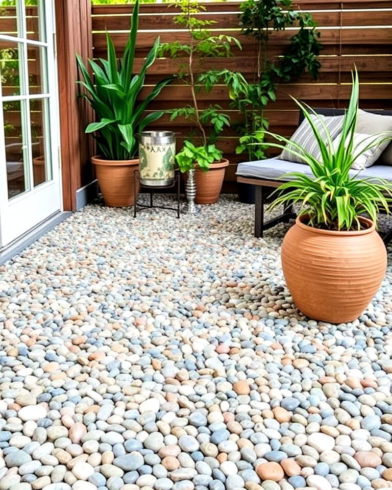 unique pebble patio flooring