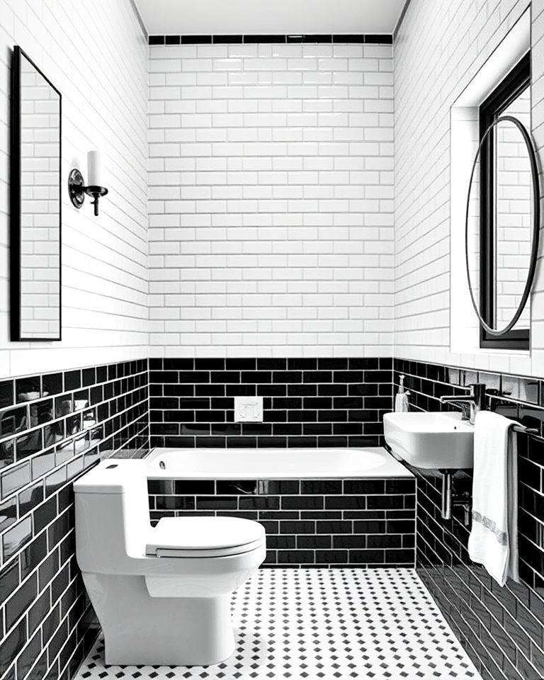 unique split level black and white tiles