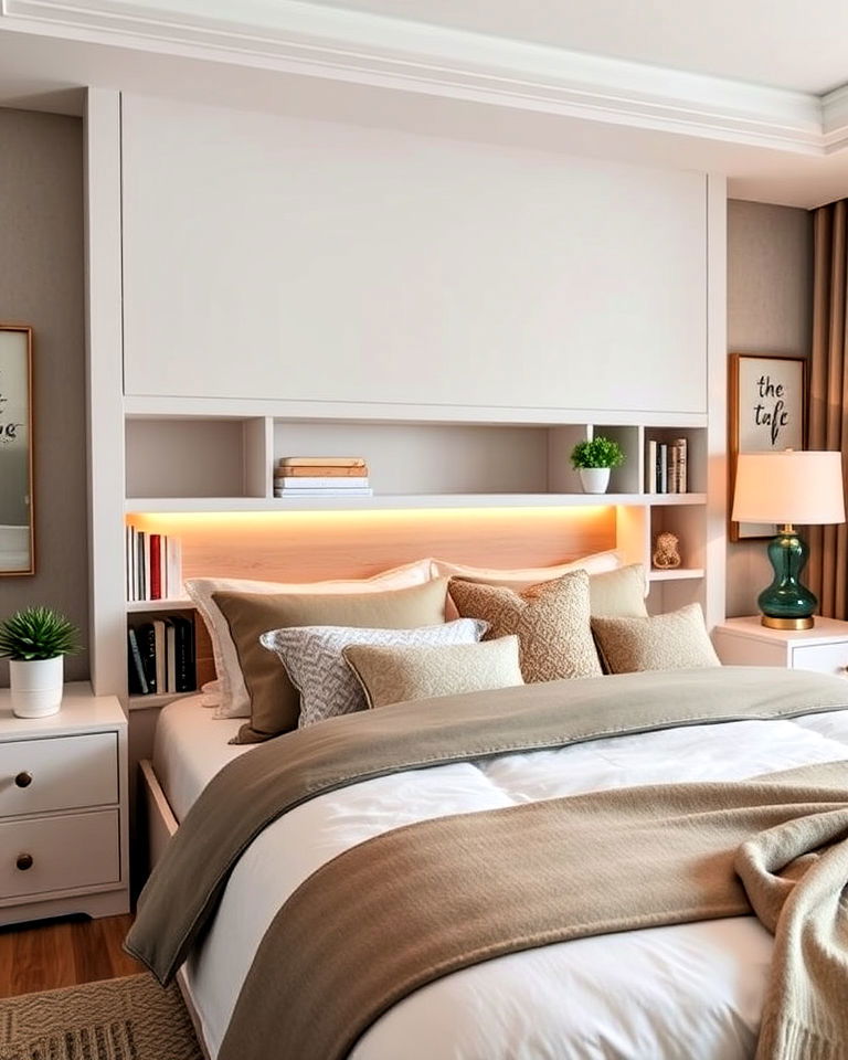 unique storage headboard design