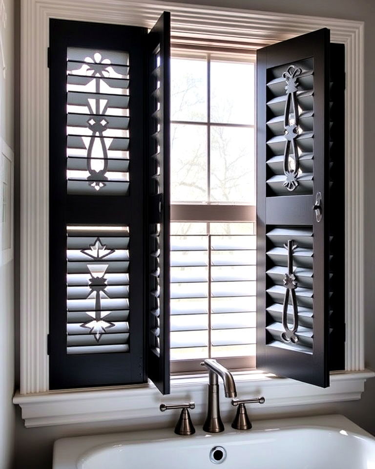 unique twist shutters with decorative cutouts