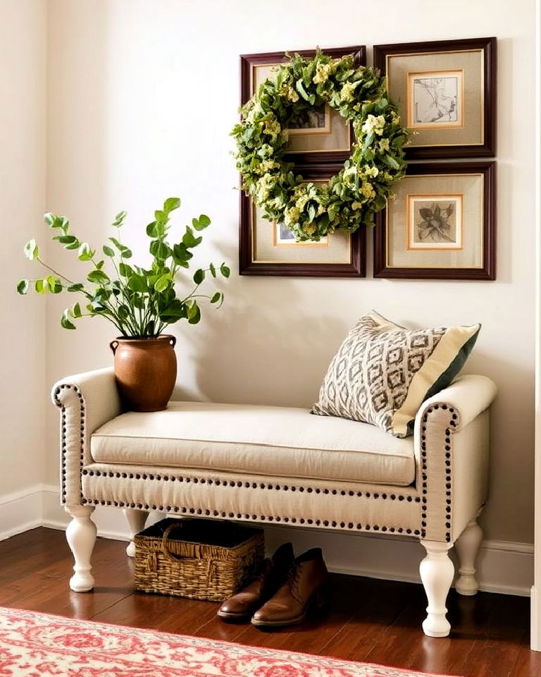 upholstered bench for entryway