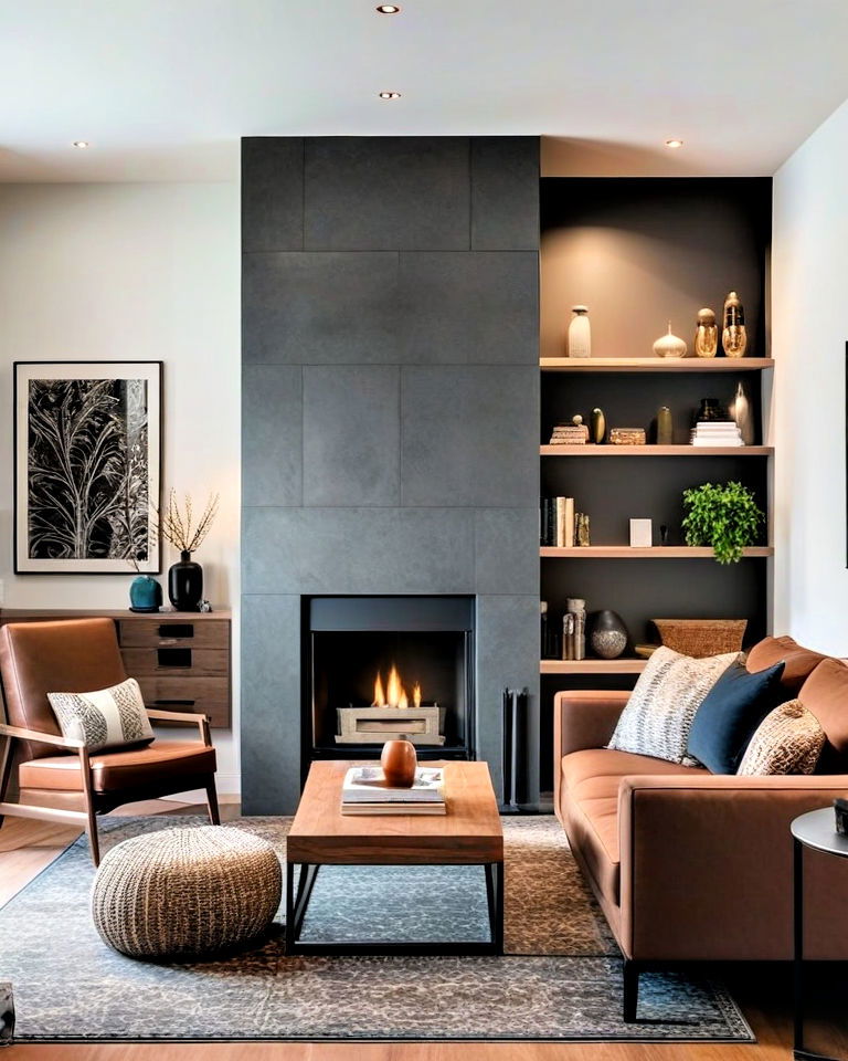 use a fireplace as a room divider