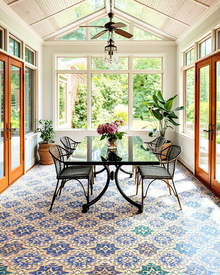 use bold tile flooring for visual interest