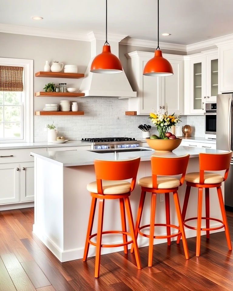 use burnt orange bar stools