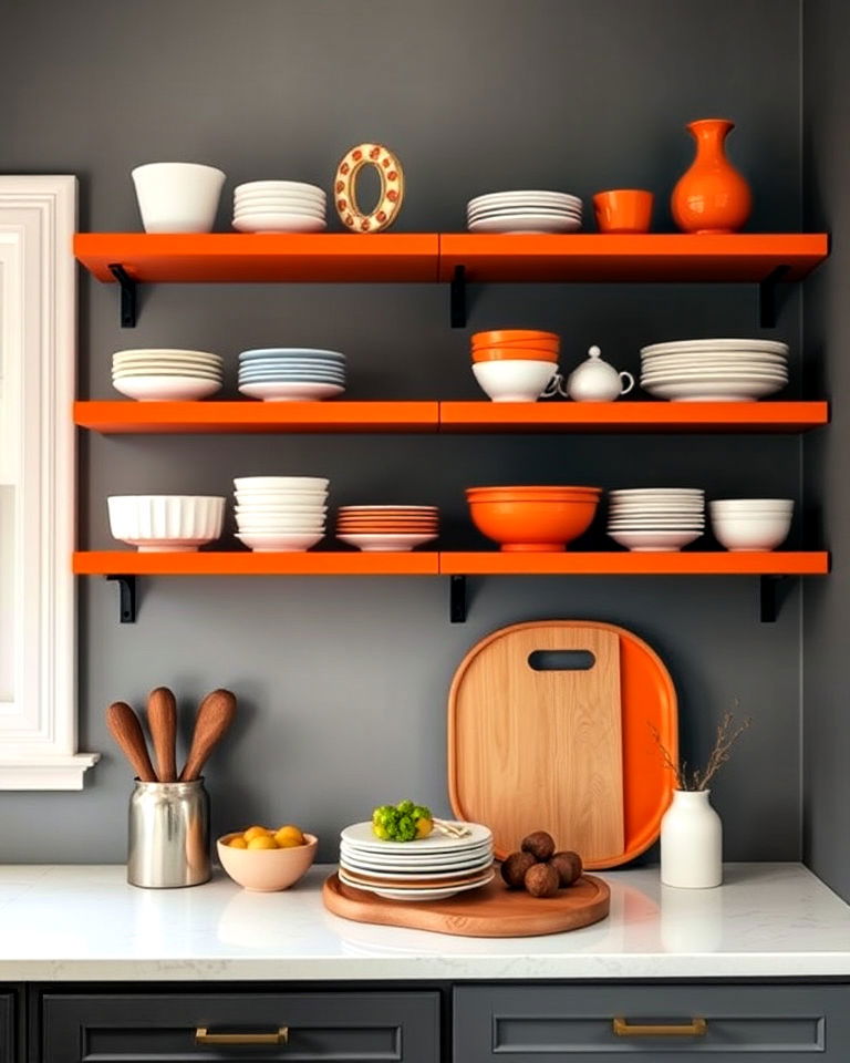 use burnt orange shelving