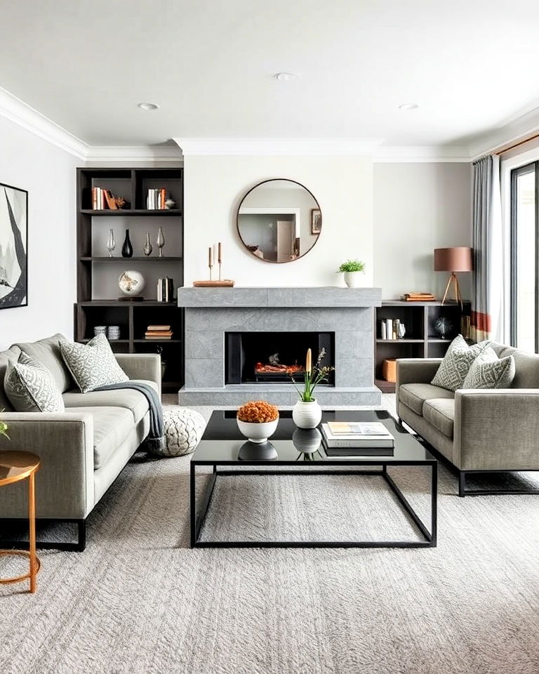 use grey carpet to highlight statement furniture