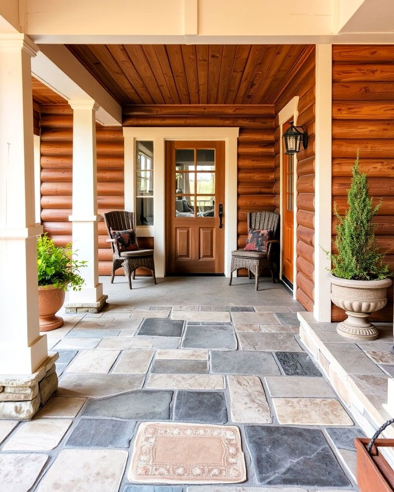 use natural stone flooring for a rustic foundation