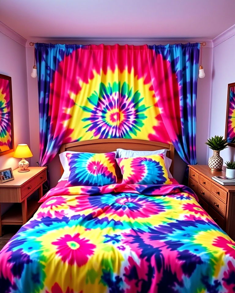 use tie dye bedding and décor