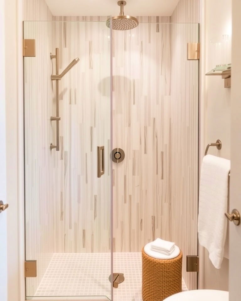 use vertical tile in a small walk in shower