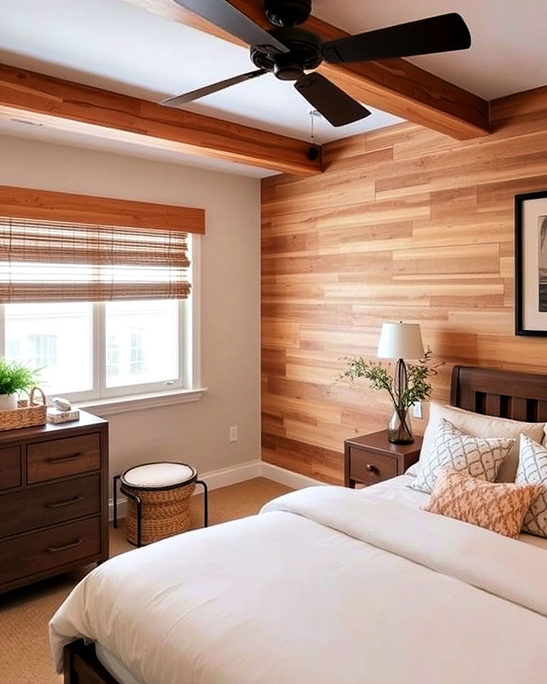 use warm wood tones for a cozy feel