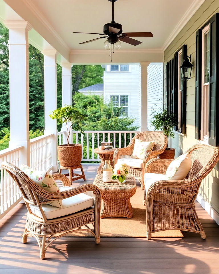 use wicker furniture for a classic look