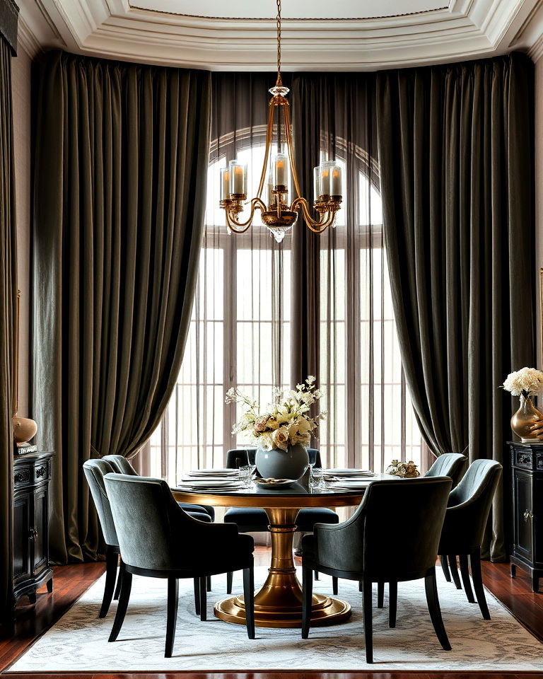 velvet curtains to elevate your dining room