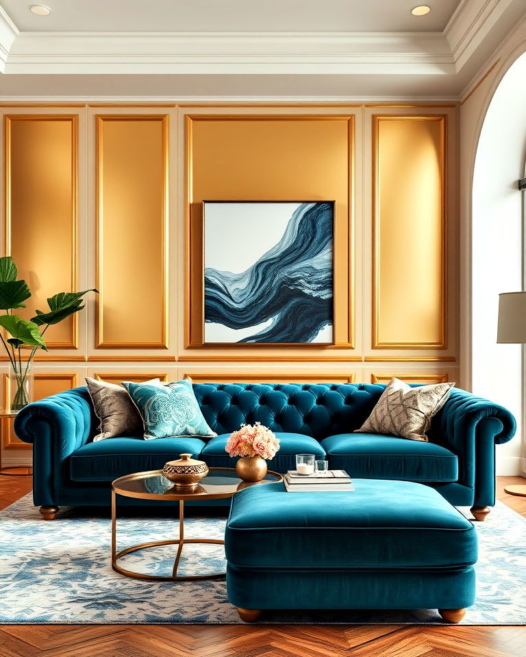 velvet teal couch living room