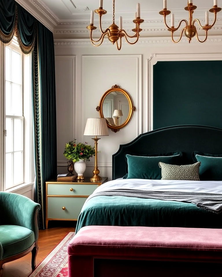 velvet upholstery for vintage bedroom