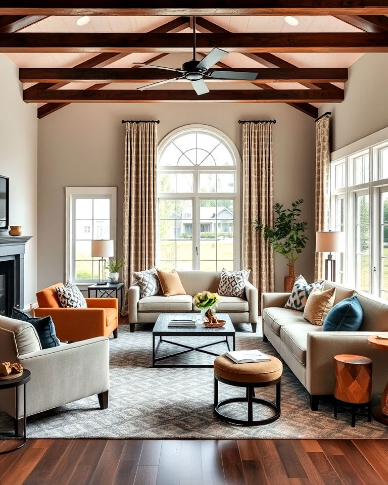 versatile mixed seating arrangements for living room