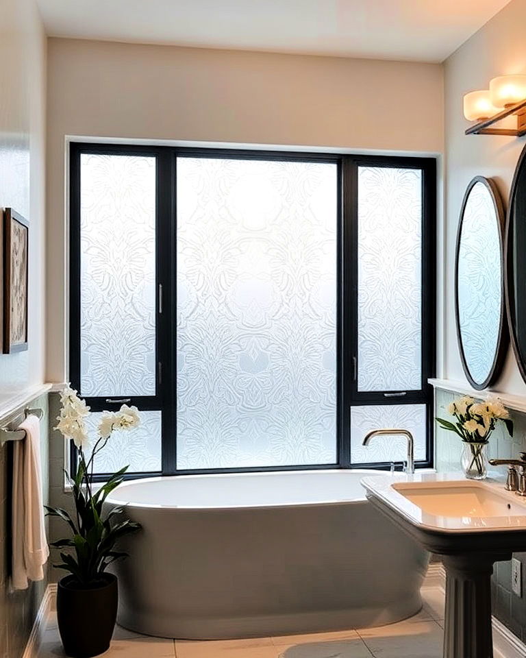 versatile window film design for bathroom