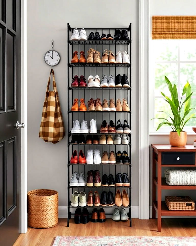 vertical entryway shoe rack