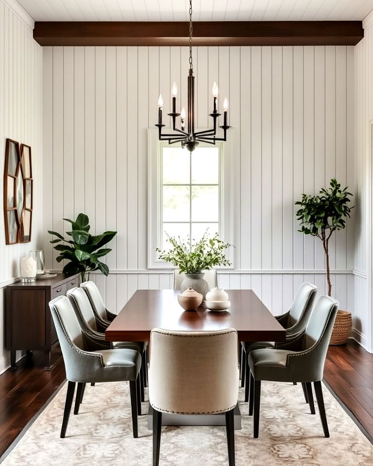 vertical shiplap for elegant dining room