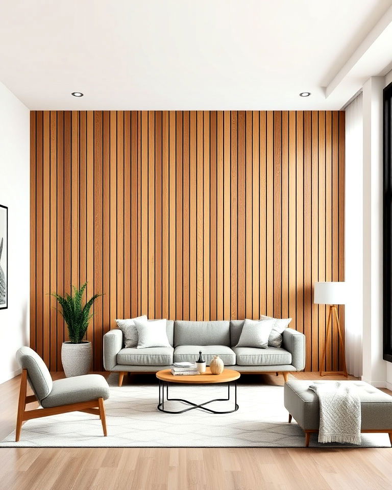 vertical slat wood accent wall