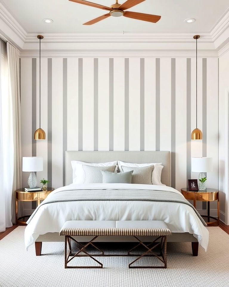 vertical stripes wall painting for bedroom