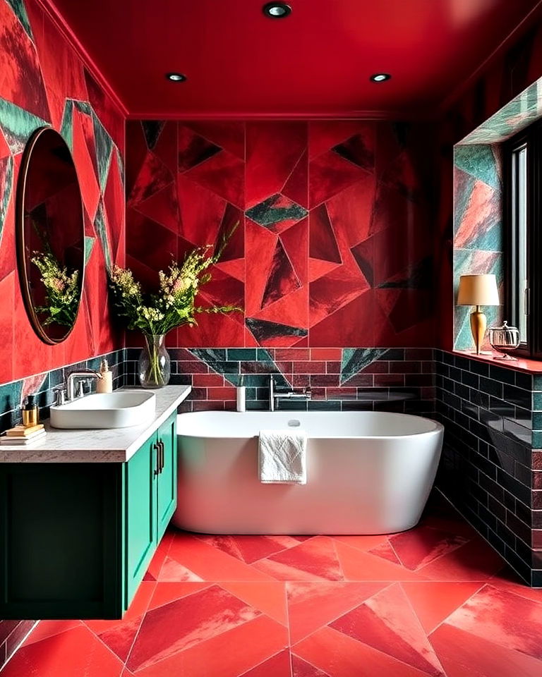vibrant color palette bathroom
