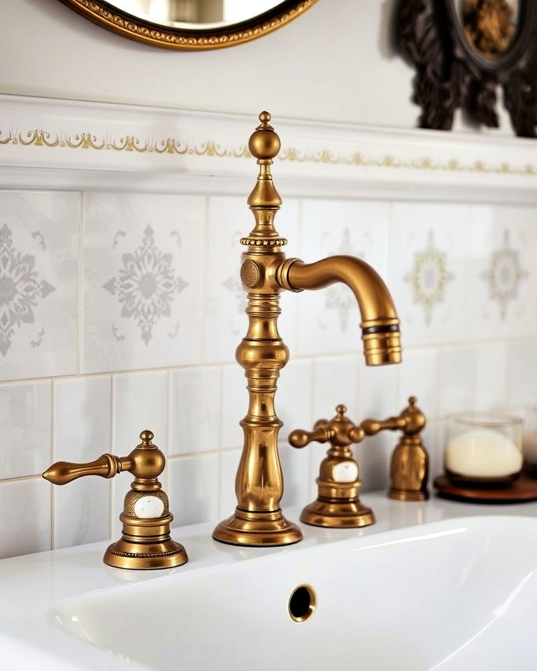 victorian bathroom tapware with intricate designs