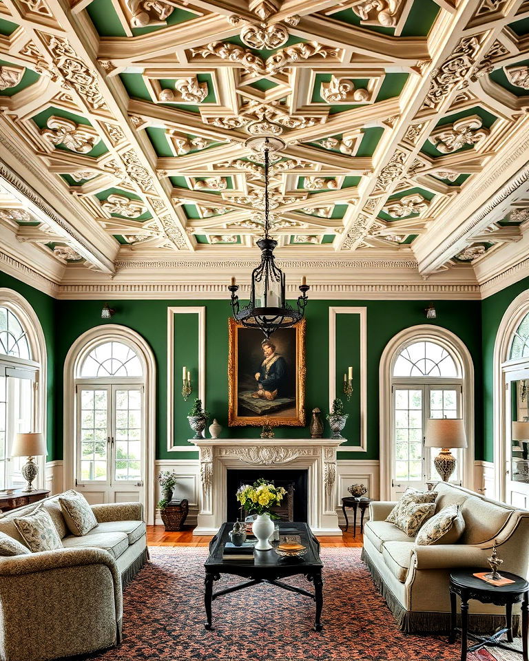 victorian living room with detailed ceiling moldings