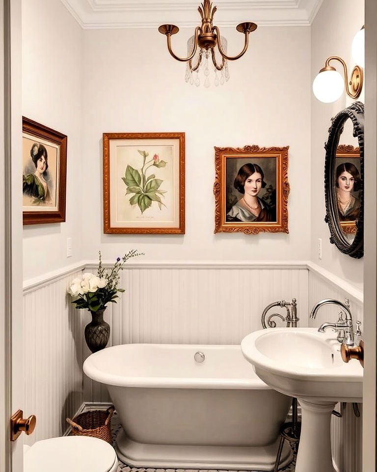 victorian style elegant bathroom wall art