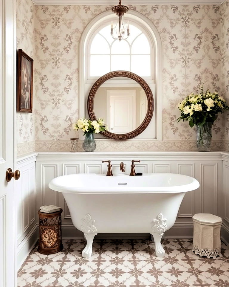 victorian tile elegant bathroom wainscoting