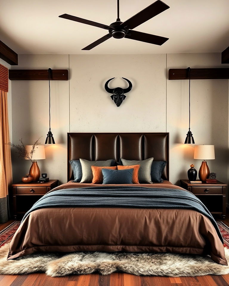 viking bedroom leather accent