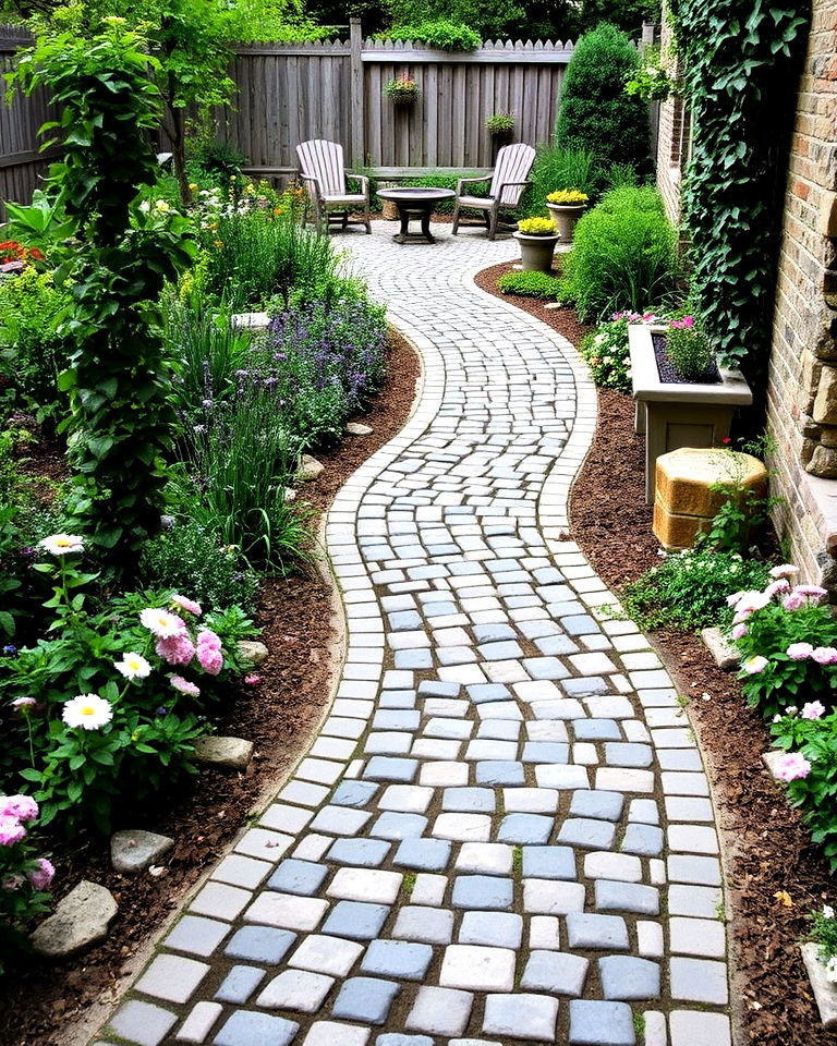 vintage cobblestone pathway patio