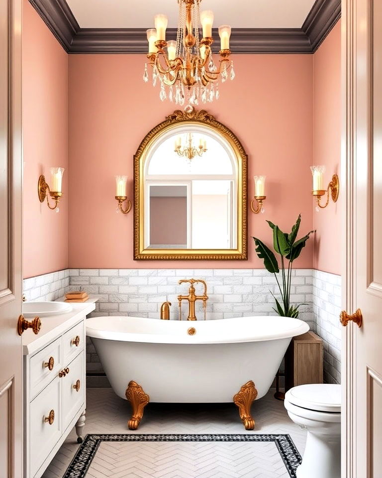 vintage glamour pool bathroom