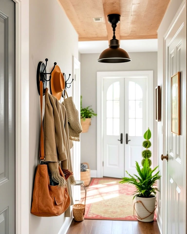 vintage hooks for a practical touch entryway