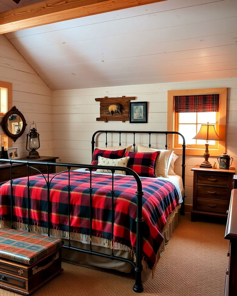 vintage inspired cabin charm bedroom
