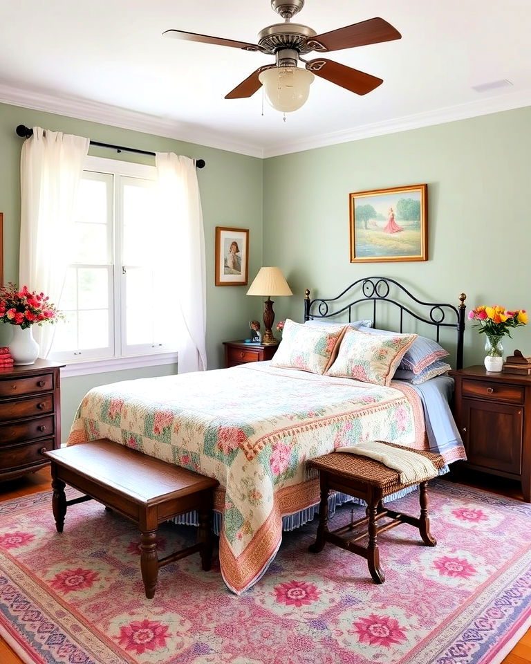 vintage inspired quilted bedspread