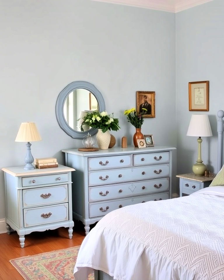 vintage light blue furniture for character