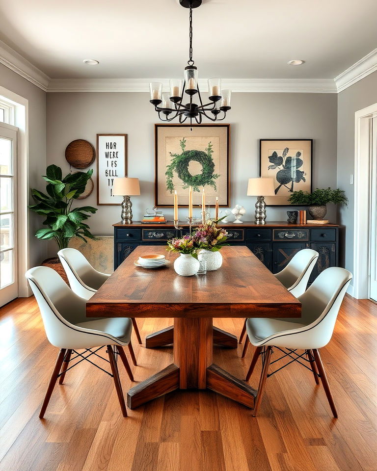 vintage pieces with modern accents dining room